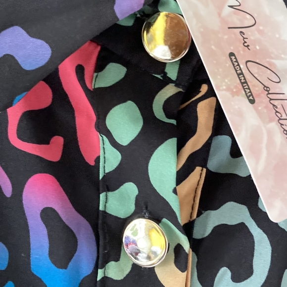 BNWT New Collection Women's Gold Buttons Down Dress Shirt Rainbow Sz UK Large - Picture 7 of 10